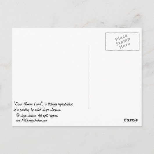 Crow Woman Fairy Briefkaarten (Achterkant)