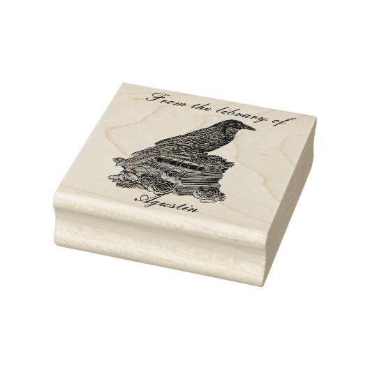 Crow Wooden Stamp In The Library Rubberstempel (Stempel)