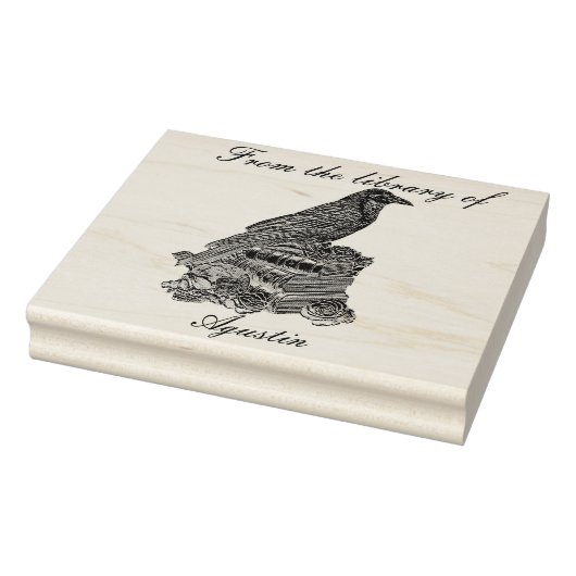 Crow Wooden Stamp In The Library Rubberstempel (Stempel)