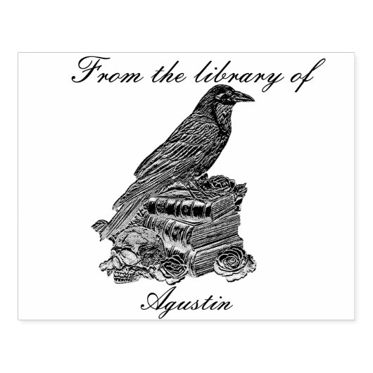 Crow Wooden Stamp In The Library Rubberstempel (Afrduk)