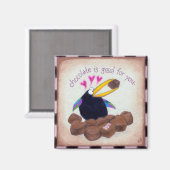 Crow zegt dat chocolade goed voor je is magneet (Voorkant / Achterkant)