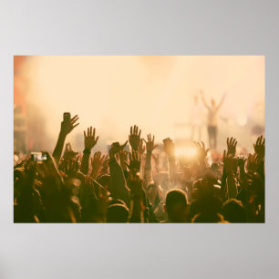 Crowd bij concert - retro-achtige fotoconcert, cro poster