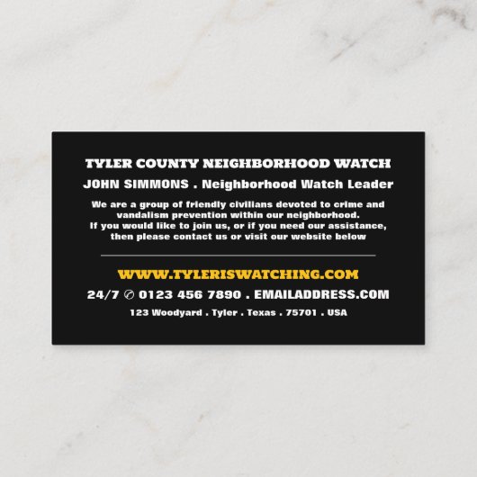 Crowd design, buurtwachtgemeenschap visitekaartje (Achterkant)