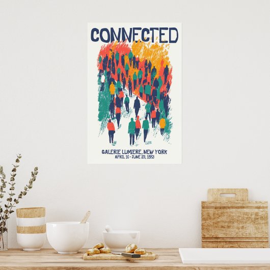 Crowd Illustration Art Print Connected Community (Keuken)