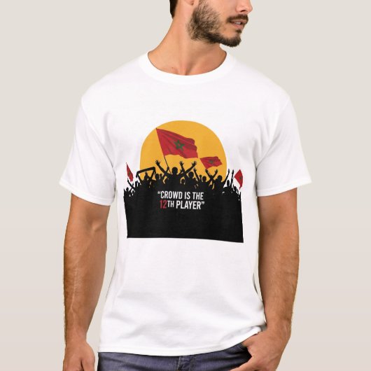 Crowd Is the 12th Player – Moroccan Flag Football  T-shirt (Voorkant)
