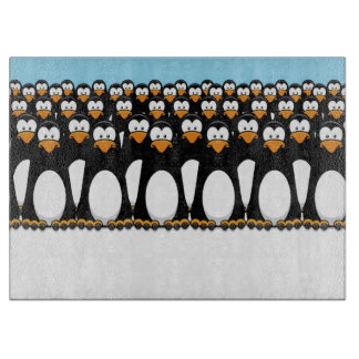 Crowd of Funny Cartoon Penguins op sneeuw Snijplank