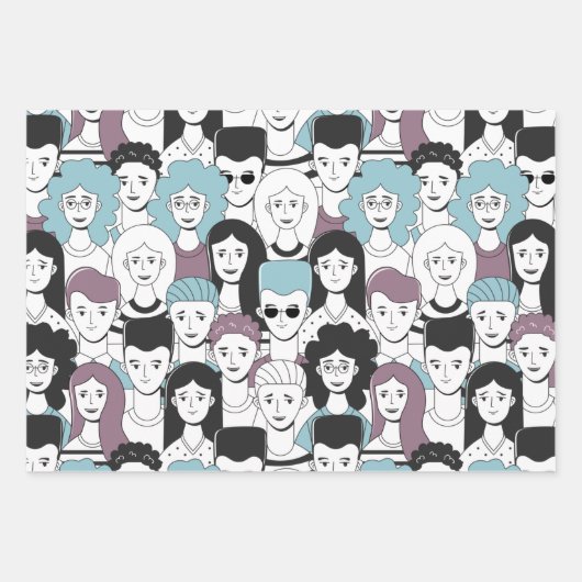 Crowd of People Wrapping Paper Set (Voorkant 3)
