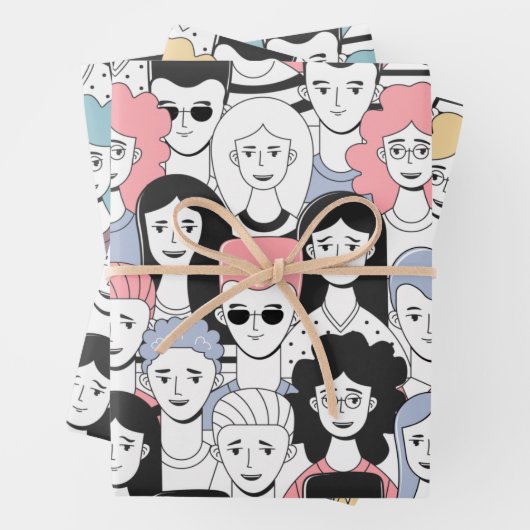 Crowd of People Wrapping Paper Set (In situ)