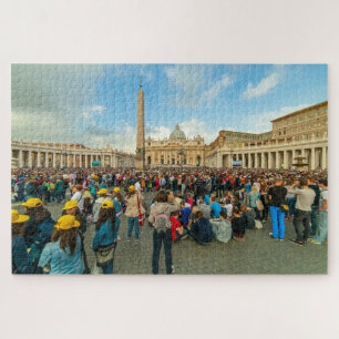 Crowd voor St. Peter Basilica, Rome, Italië Legpuzzel