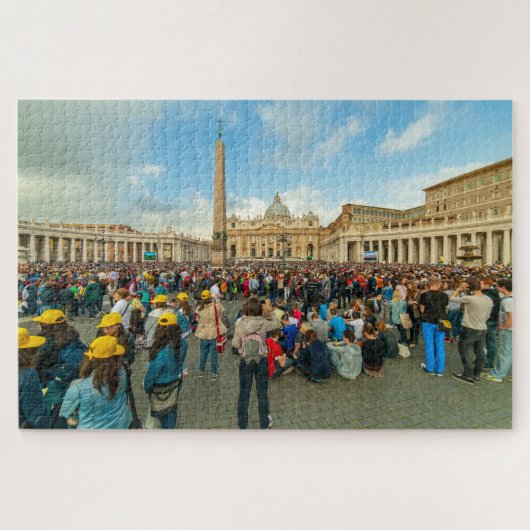 Crowd voor St. Peter Basilica, Rome, Italië Legpuzzel (Horizontaal)