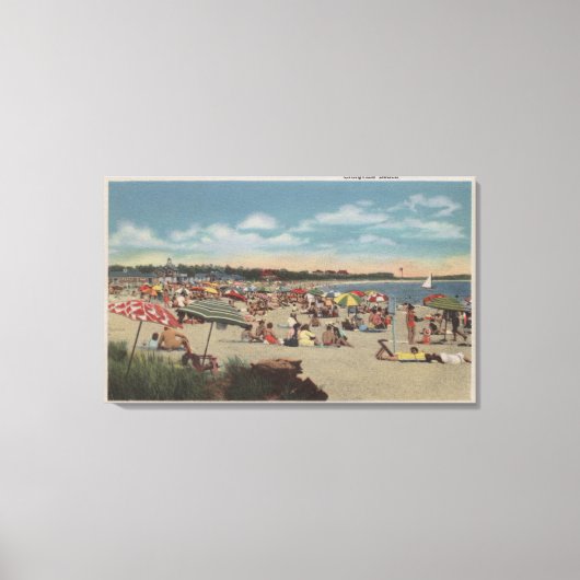 Crowded Beach Scene Canvas Afdruk (Voorkant)