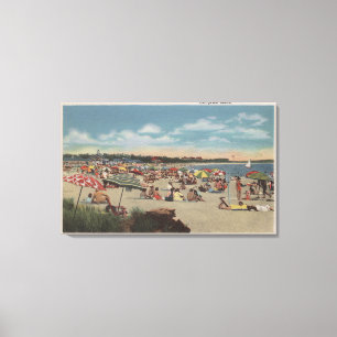Crowded Beach Scene Canvas Afdruk