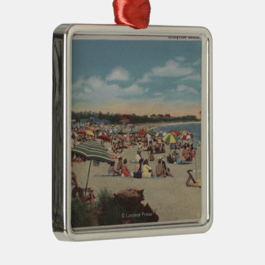 Crowded Beach Scene Metalen Ornament (Rechts)