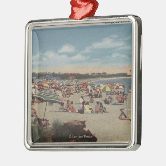Crowded Beach Scene Metalen Ornament (Links)