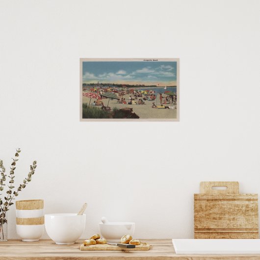 Crowded Beach Scene Poster (Keuken)