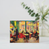 Crowded Coffee Shop in Parijs Briefkaart (Staand voorkant)