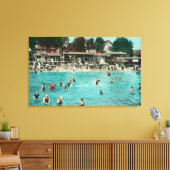 Crowds die zwemmen in Alameda BeachAlameda, CA Canvas Afdruk (Insitu (Woonkamer))