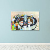 Crowds Gathering in de fonteinen in Hall of Canvas Afdruk (Insitu (Houten vloer))