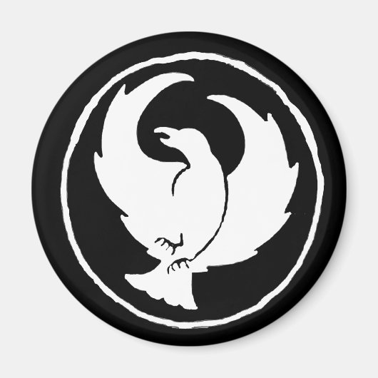 Crowfoot Magneet in wit, rond of vierkant (Voorkant)