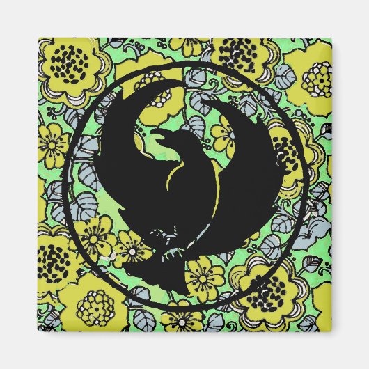 Crowfoot Magneet met gele bloemen (Voorkant)