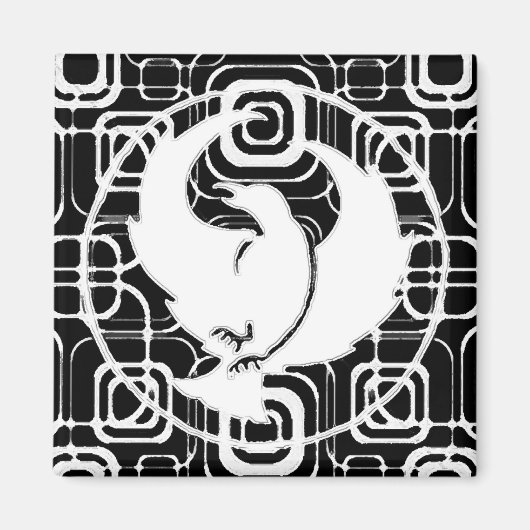 Crowfoot Magneet met zwarte witte vierkanten (Voorkant)