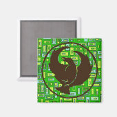 Crowfoot Magnet Groene en Gele Vierkanten (Voorkant / Achterkant)