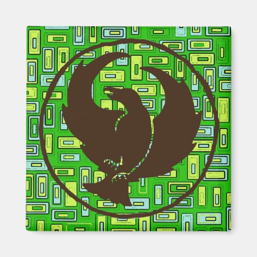 Crowfoot Magnet Groene en Gele Vierkanten (Voorkant)