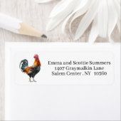 Crowing Rooster Waterverf retouradres Etiket (Insitu)