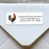 Crowing Rooster Waterverf retouradres Etiket
