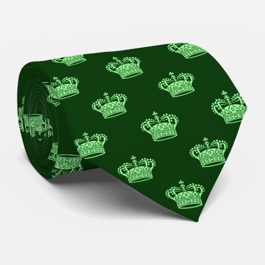 Crown 01 - Mint Green op Dark Forest Green Stropdas (Opgerold)