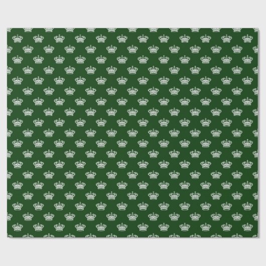 Crown 01 - White on Dark Forest Green Cadeaupapier (Vlak)