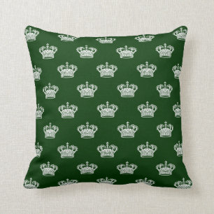 Crown 01 - White on Dark Forest Green Kussen