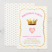 Crown and Gold Confetti 15e verjaardag Kaart (Voorkant / Achterkant)