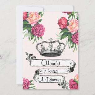 Crown and Rozen Princess Baby shower Invite Kaart