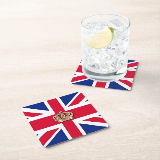 Crown and Union Jack Patriotic Kartonnen Onderzetters (Insitu)