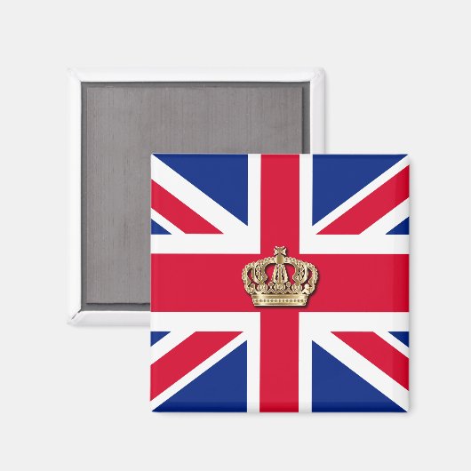 Crown and Union Jack Patriotic Magneet (Voorkant / Achterkant)