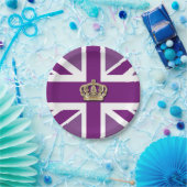 Crown and Union Jack Patriotic Papieren Bordje (Feest)