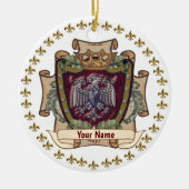 Crown Banner Eagle Achternaam Keramisch Ornament (Voorkant)