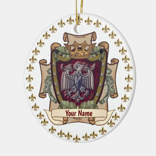 Crown Banner Eagle Achternaam Keramisch Ornament (Links)