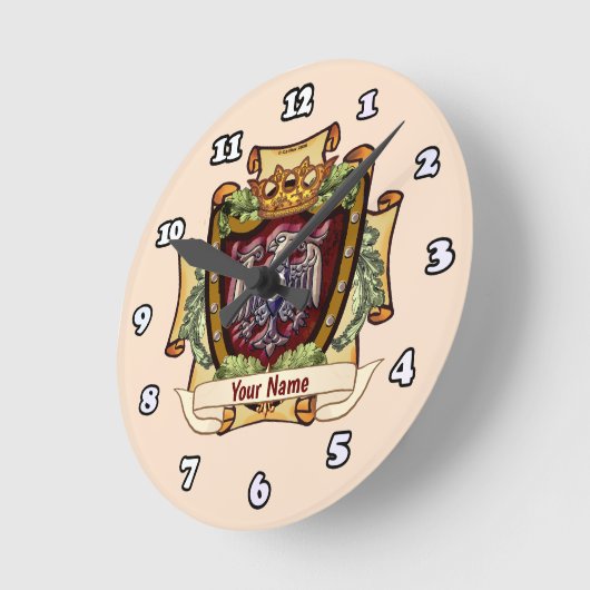 Crown Banner Eagle Achternaam Ronde Klok (Hoek)