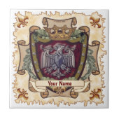 Crown Banner Eagle Achternaam Tegeltje (Voorkant)