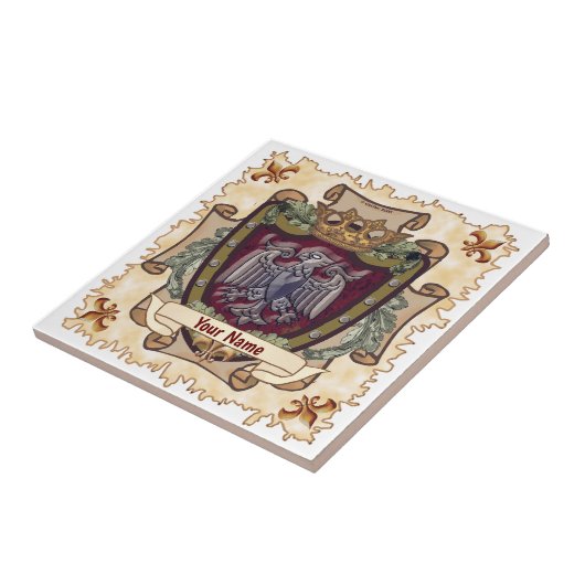 Crown Banner Eagle Achternaam Tegeltje (Zijkant)