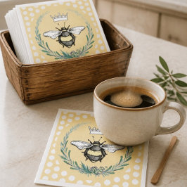 Crown Bee | Houten Polka Stip Papieren Servetten