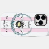 Crown Bee | Roze & Witte Gestreepte Gepersonalisee Case-Mate iPhone Case (Achterkant (horizontaal))