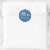 Crown Blue Sweet 16 Verjaardag Sticker (Tas)