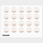 Crown | Butterflies Pink Floral Bedankt Ronde Sticker (Vel)