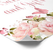 Crown Butterflies Roze Bloemen Kaarten en geschenk Poster (Hoek)