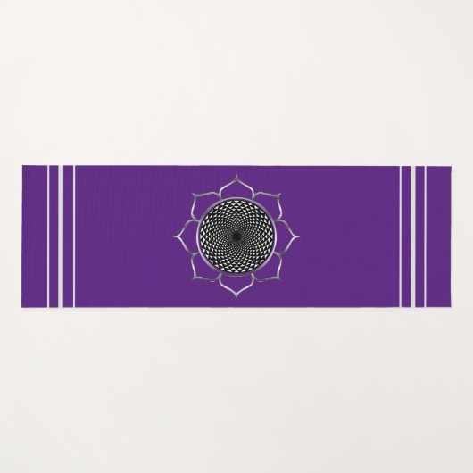 Crown Chakra Mandala & Lotus on Royal Paars Yogamat (Voorkant (horizontaal))