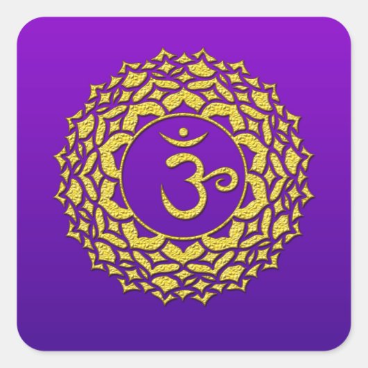 Crown Chakra Paars Vierkante Sticker (Voorkant)