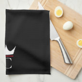 Crown Chef Monogram Zwart Wit Theedoek (Quarter Fold)